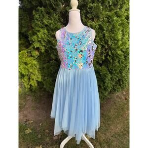 Justice Girls Blue Sparkle Dress Size 16 Plus